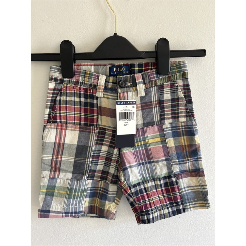 Polo by Ralph Lauren Size 4T Boys Multicolor Chino Madras Shorts with Pockets